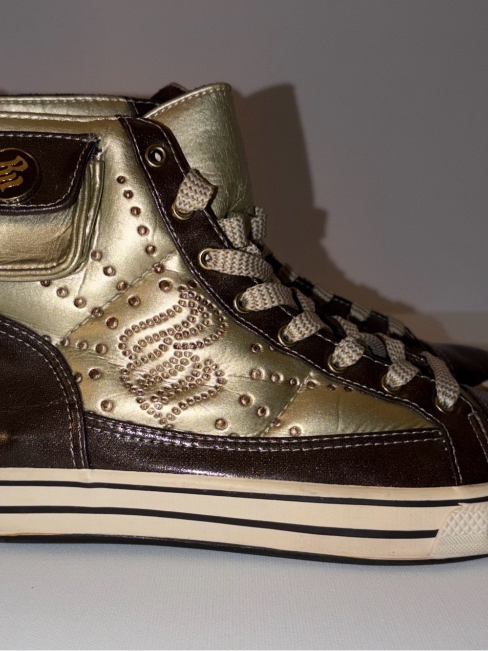 Vintage Rocawear Metallic Gold and Brown High-Top Sneakers L8 R7 Women’s